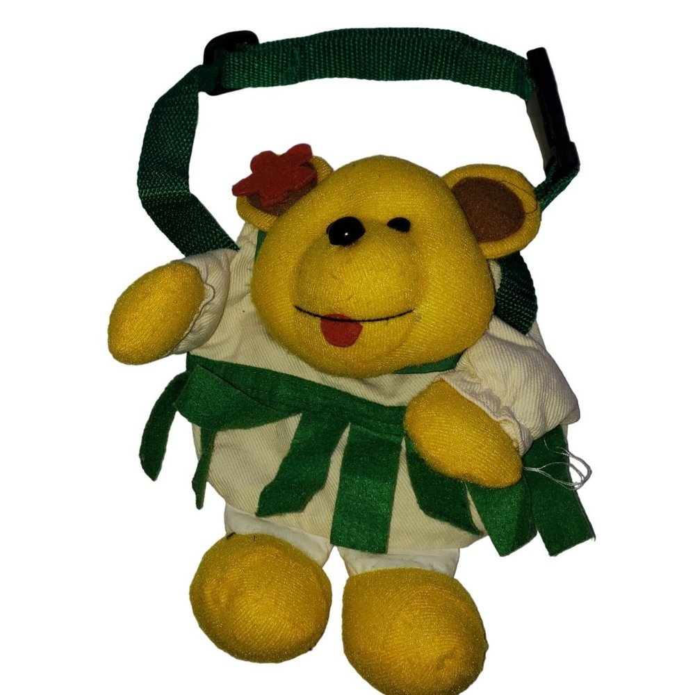 Hawaii Keiki  Vintage 8" Plush Stuffed Animal Yellow Bear Purse